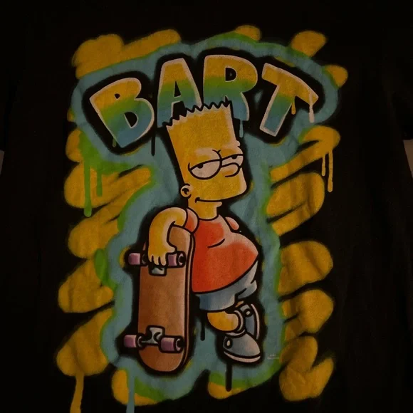 Bart Simpson graphic vintage black medium tshirt. Graffiti skateboarding Bart - Picture 2 of 8